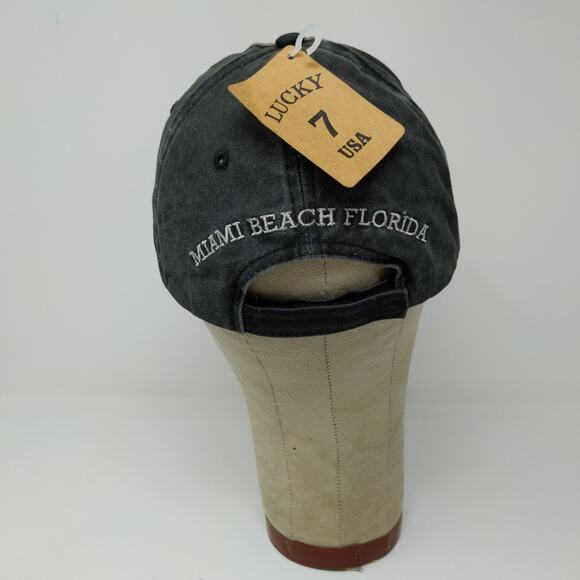 Lucky 7 USA Strapback Hat Miami Beach Florida Black Embroidered MB Logo W/Tags - Picture 8 of 14